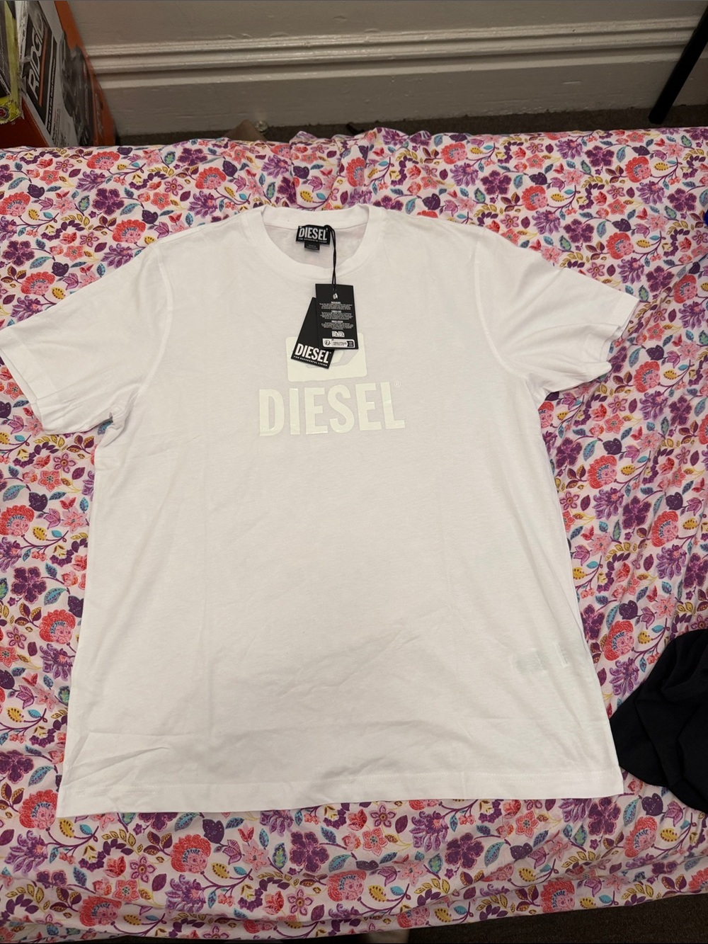 Diesel Men’s White Logo Short Sleeve Tee